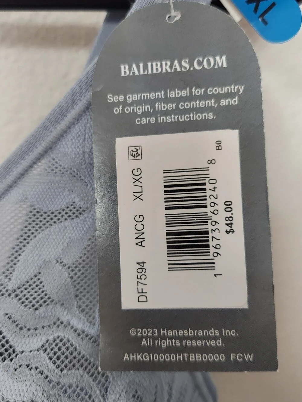 NWT Bali Breathe Pale Blue Lace Bra